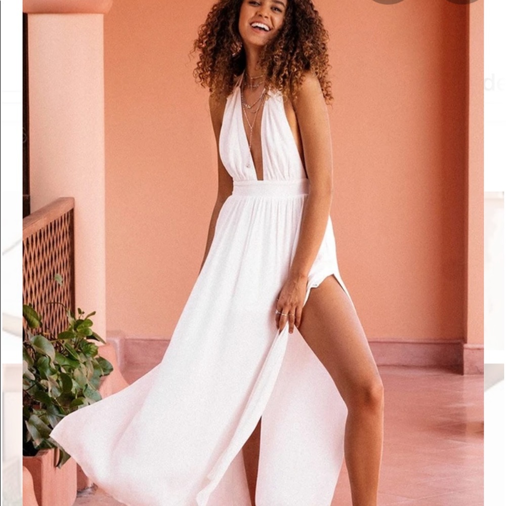 Cupshe Brandy Plunging White Halter Dress